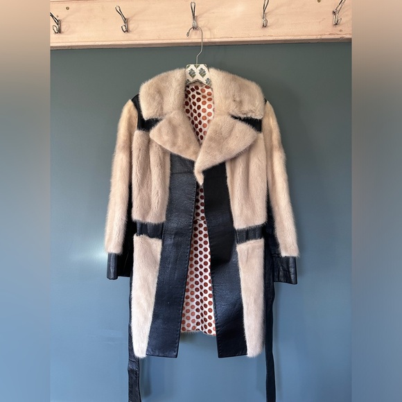 Vintage 70s Buffums California Genuine Leather / fur coat sz s/m - Picture 8 of 12